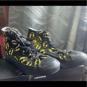 Chuck Taylor high top converse Batman logo.